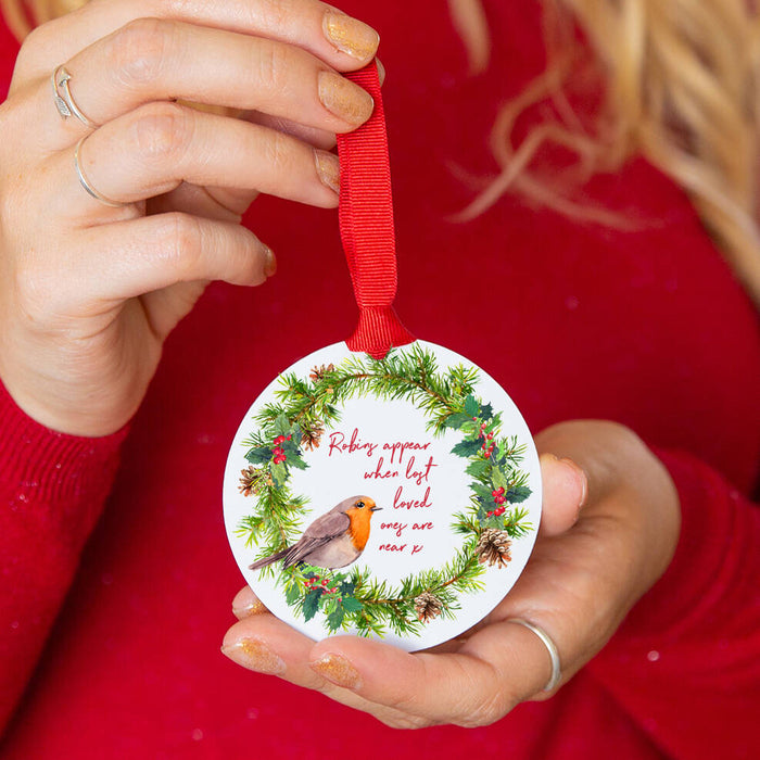 Robins Appear Remembrance Ceramic Christmas Decoration Bauble
