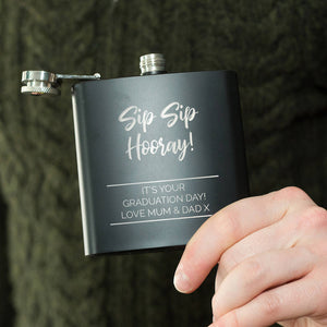 Sip Sip Hooray' Personalised Graduation Hip Flask