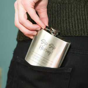 Sip Sip Hooray' Personalised Wedding Grooms Hip Flask
