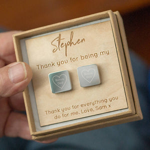 Step Dad 'Bonus Dad' Wooden Card Cufflinks