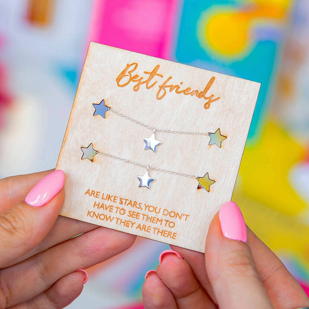 True Friends Are Like Stars' Best Friend Star Necklace Set Card – Ellie ...