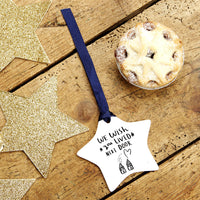 We Wish You Lived Next Door Ceramic Star Christmas Decoration Bauble