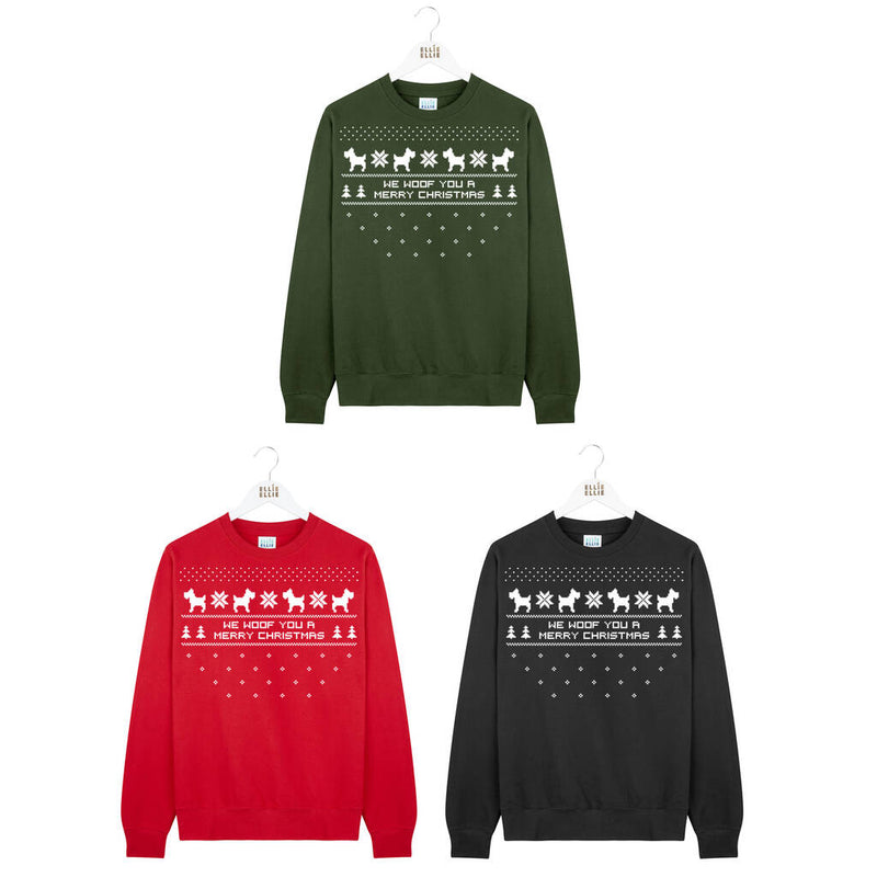 We Woof You A Merry Christmas Fair Isle Christmas Sweatshirt