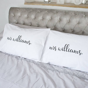 Wedding Mr And Mrs Personalised Pillow Case Set