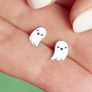 White Halloween Ghost Earrings