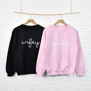 Wifey And Wifey Couples Sweatshirt Jumper
