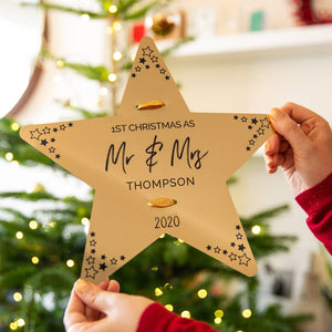 Personalised First Christmas As Mr And Mrs Tree Topper